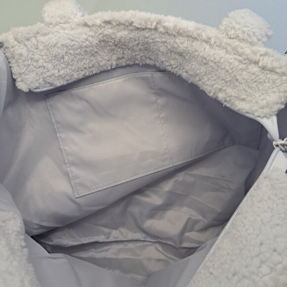 Victorias Secret PINK Fleece Tote Teddy Sherpa Bag Travel Overnight Logo Blue - Picture 10 of 11